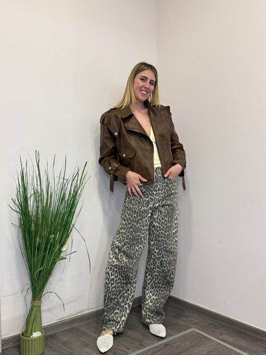 Chiodo ecopelle brown