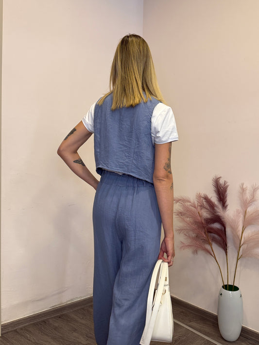 Completo viscosa e lino con gilet
