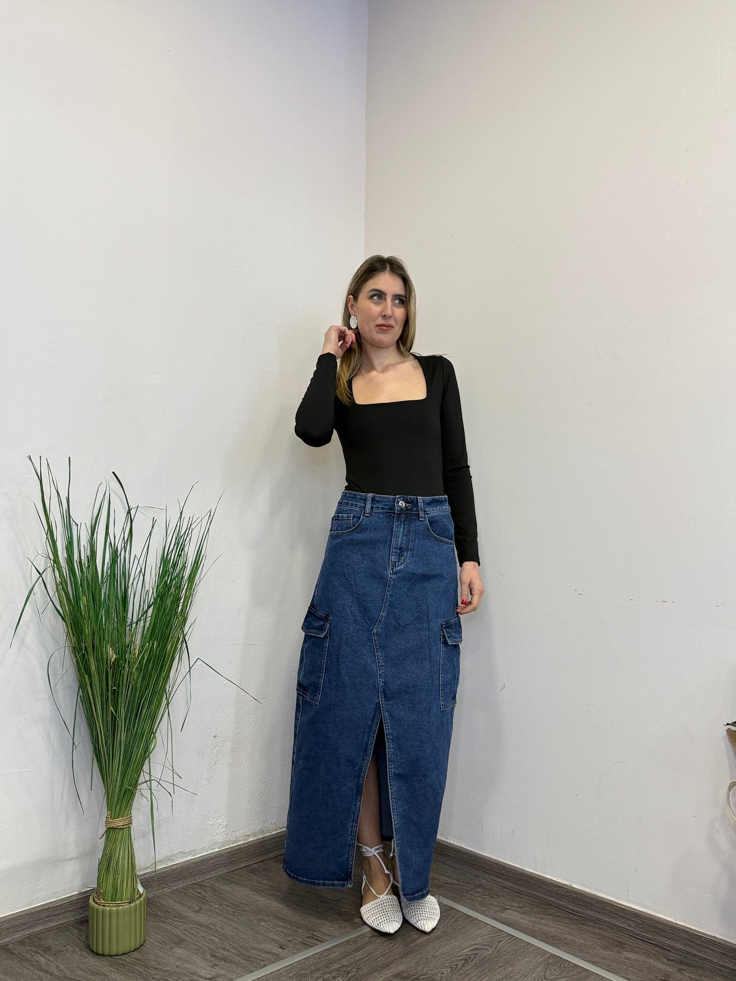 Gonna denim cargo