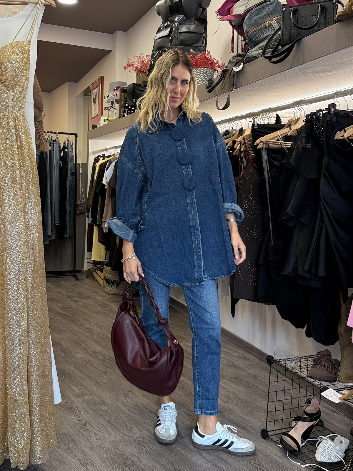 Giacca denim maxi bottoni