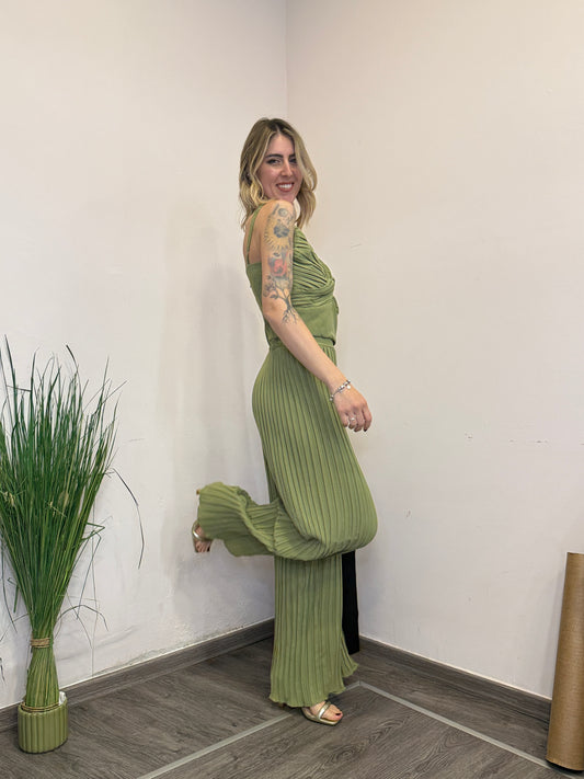 Completo verde oliva plissè