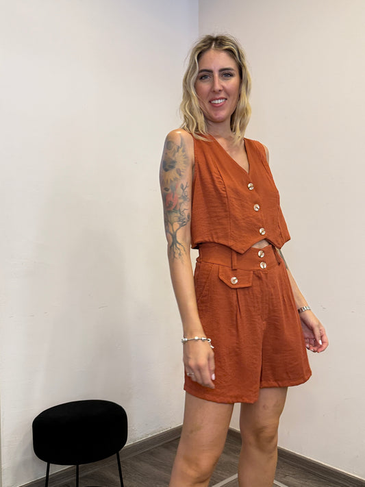 Completo misto lino ruggine