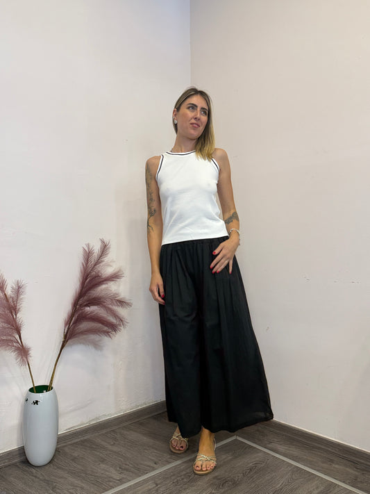 Pantaloni culotte cotone nero