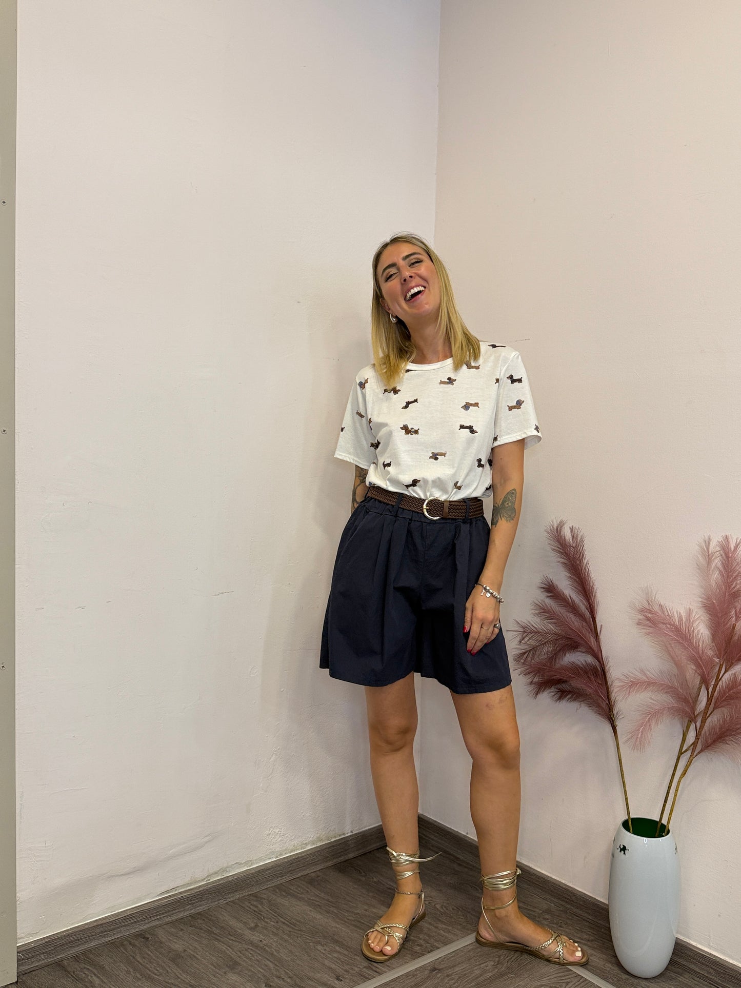 Pantaloncini in cotone blu
