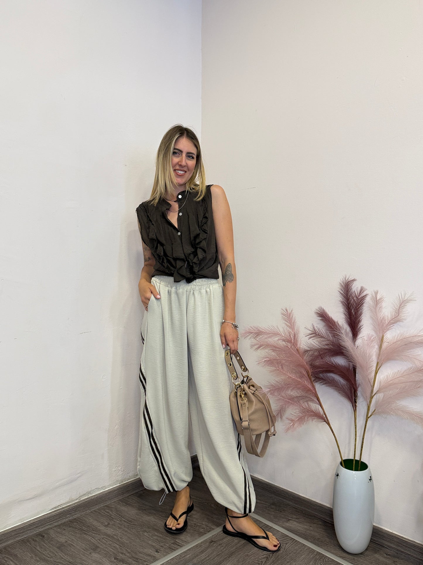 Pantaloni balloon bicolor leggeri