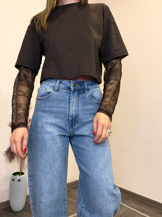 T-shirt pizzo crop tc442