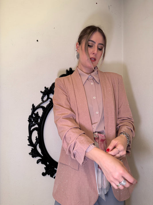 Giacca manica arricciata strass