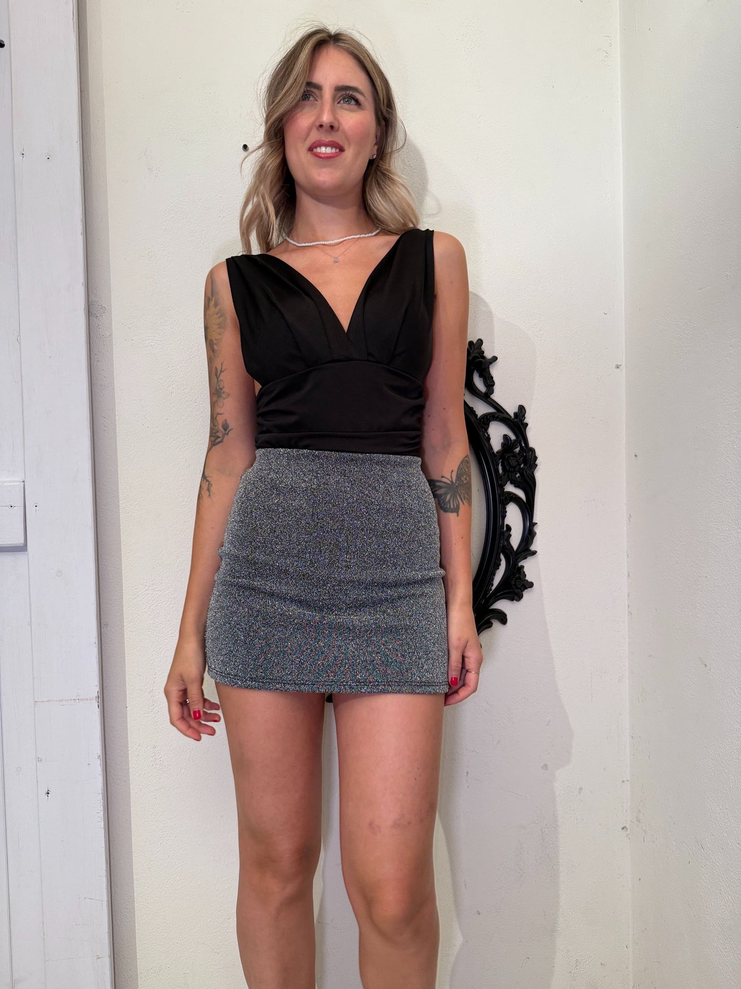 Gonna lurex argento