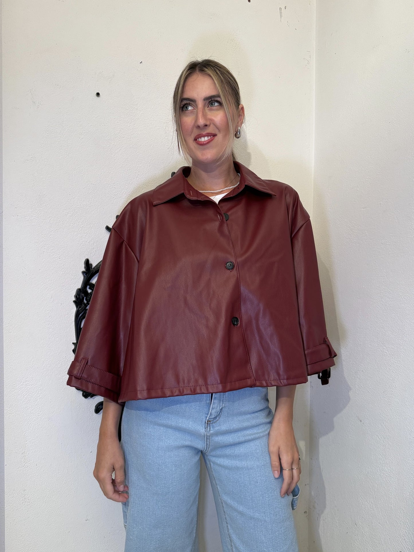 Cappa ecopelle bordeaux