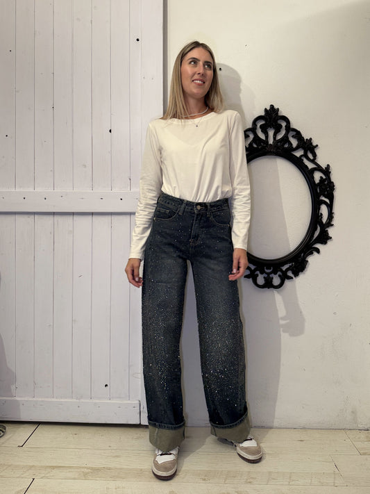 Jeans sigaretta strass