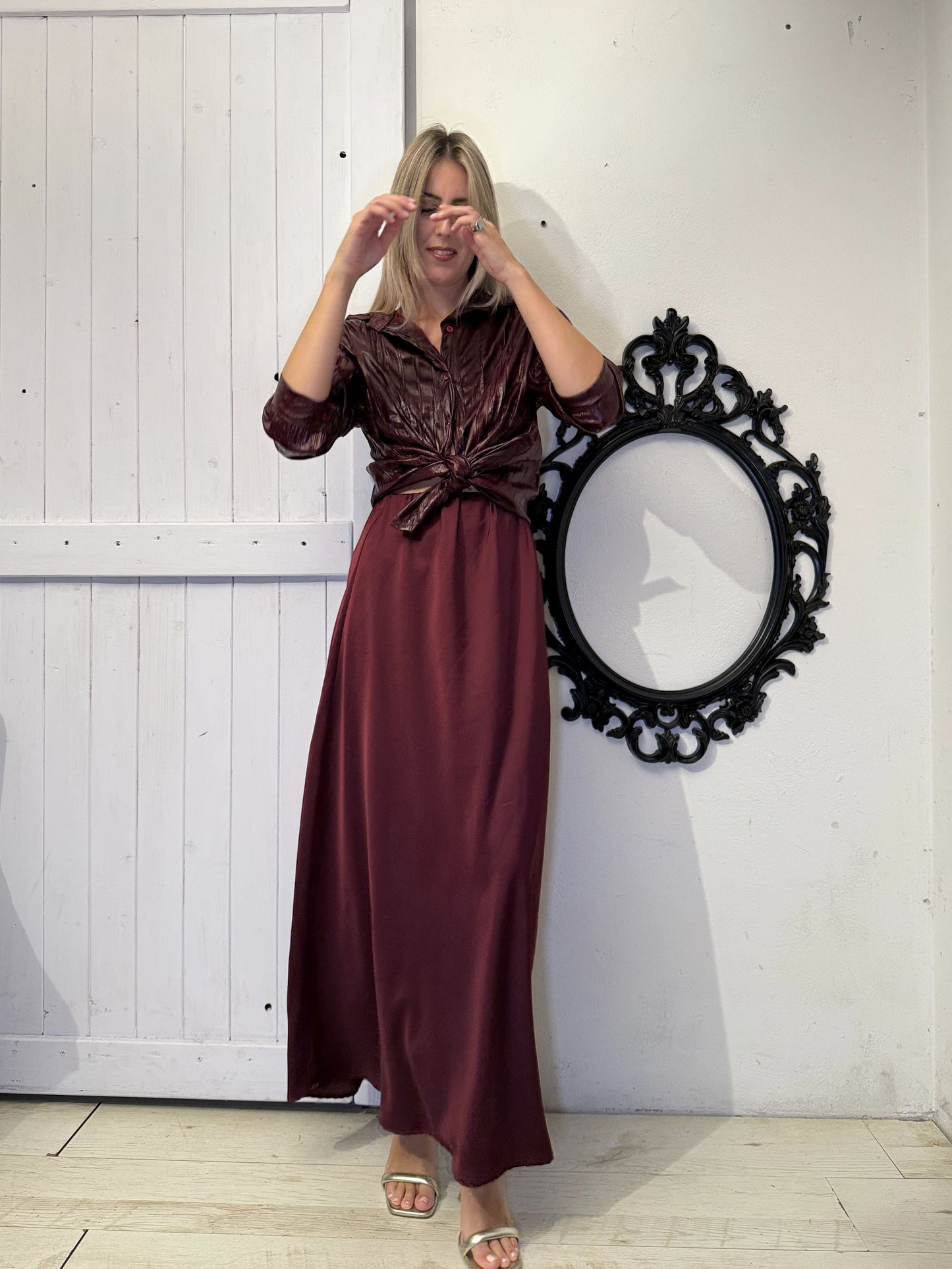 Camicia vernice bordeaux