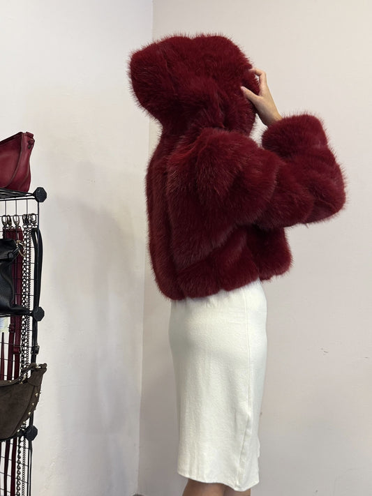 Eco fur bordeaux F01