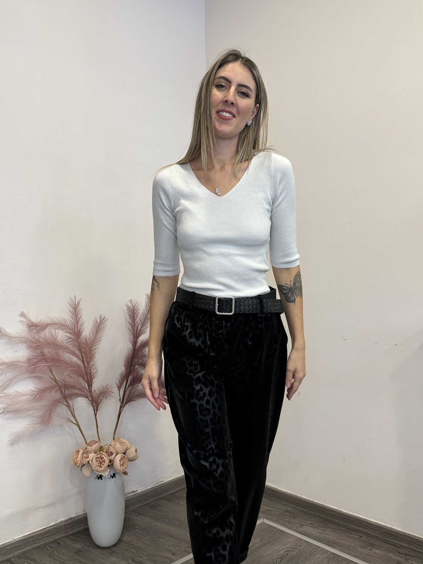 Pantaloni ecopelle animalier