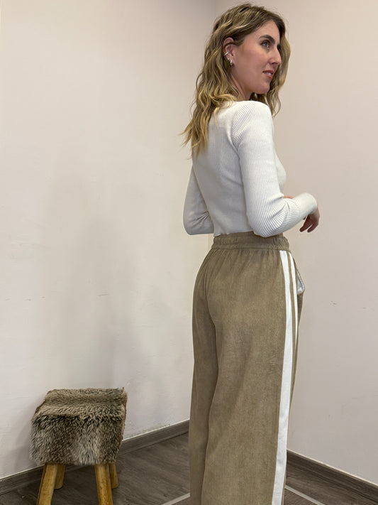 Pantaloni velluto coste bande