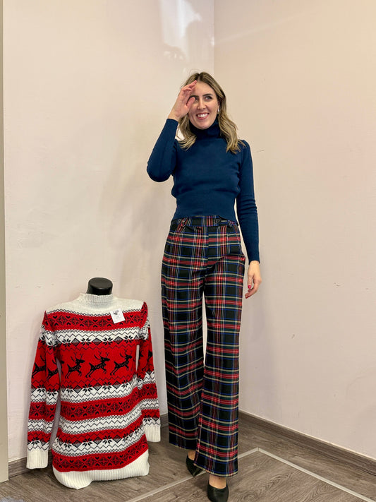 Pantaloni tartan blu