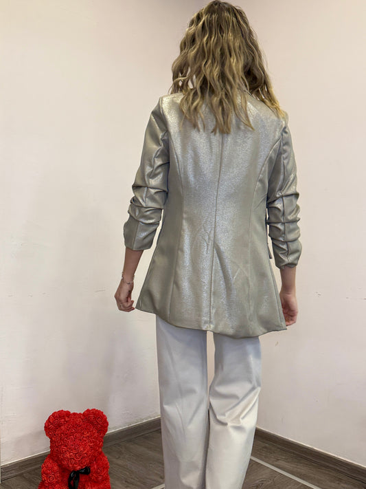 Pantaloni elasticizzati con risvolto beige