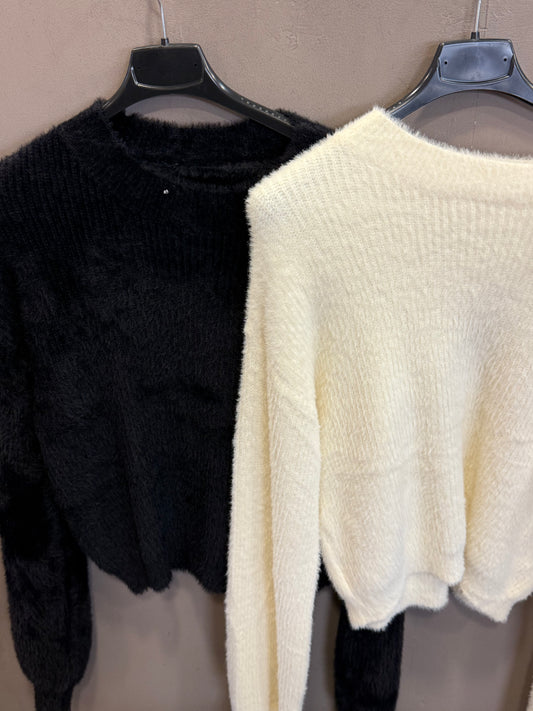 Maglione peluche coste