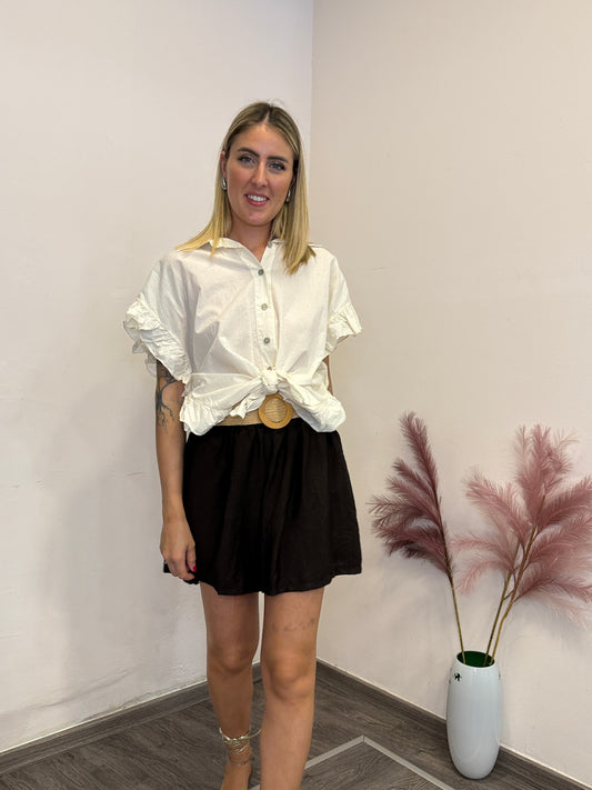 Camicia con voulant burro
