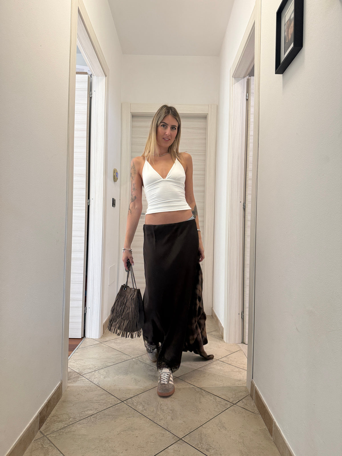 Top con incrocio su schiena