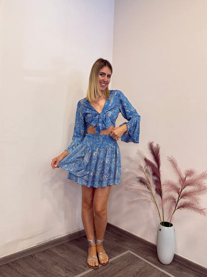 Completo ibiza seta azzurro