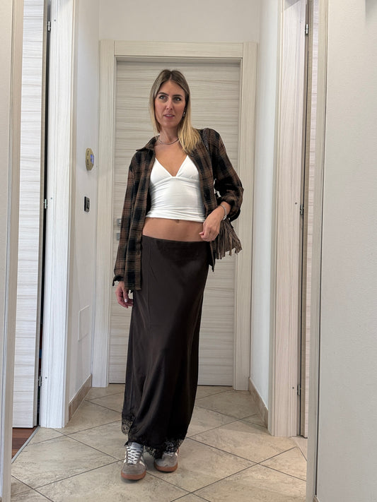 Camicia check marrone