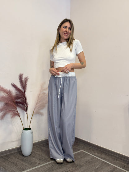 Pantaloni bicolor con coulisse