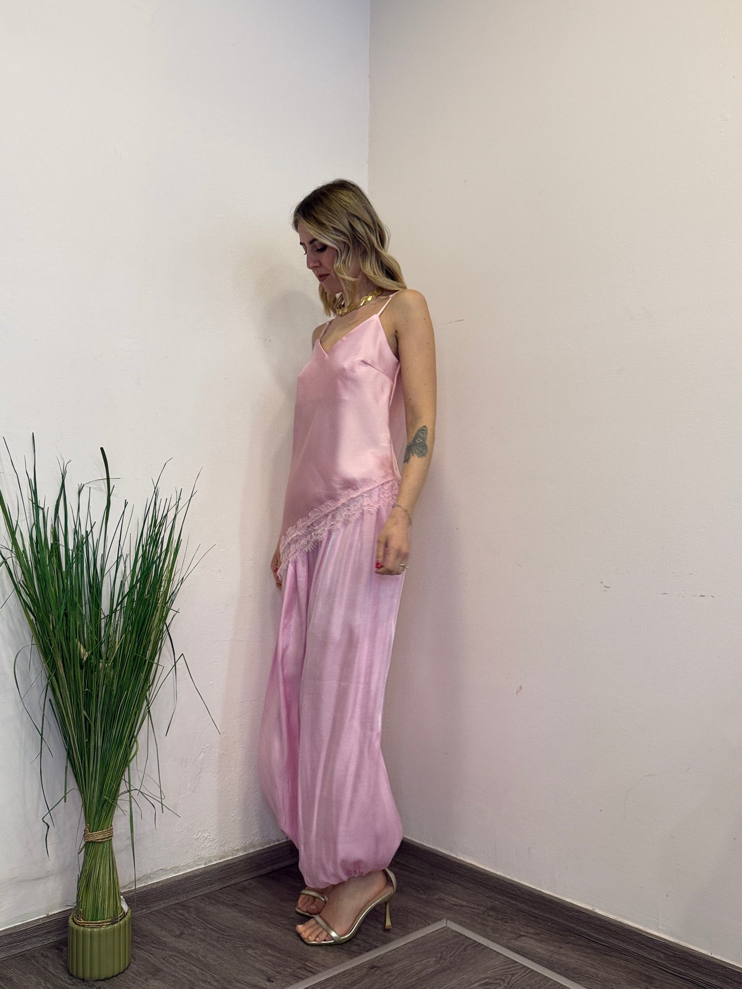 Pantaloni balloon raso