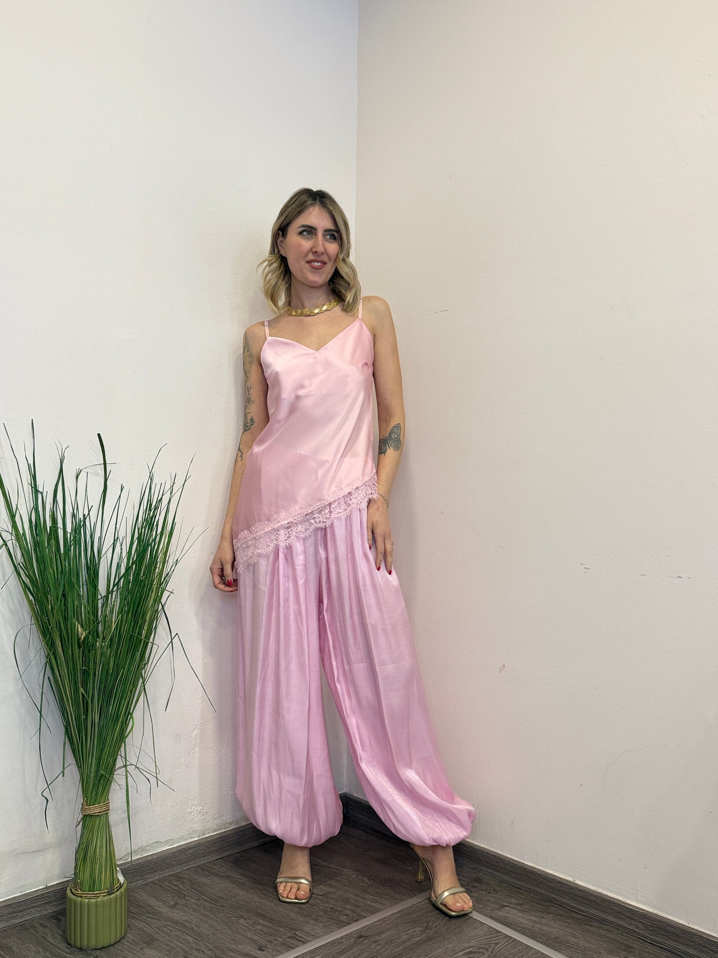 Pantaloni balloon raso