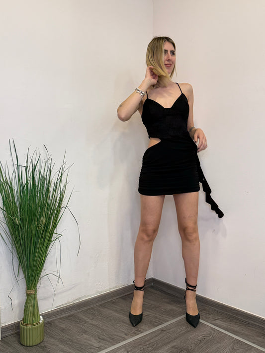 Abito open con inserto pizzo