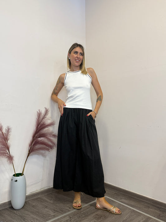 Pantaloni culotte cotone nero