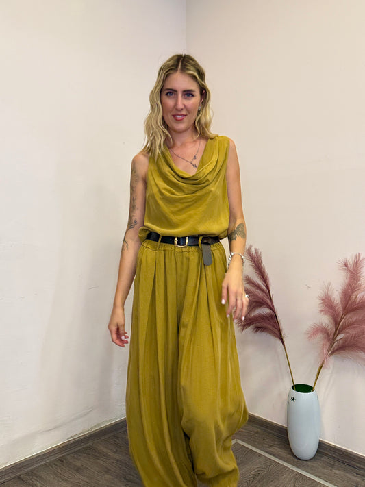Pantaloni morbidi senape