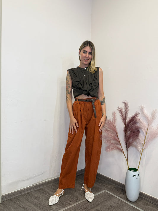 Camicia viscosa frappa marrone