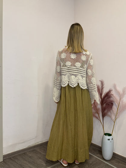 Cardigan macramè con bottoncini