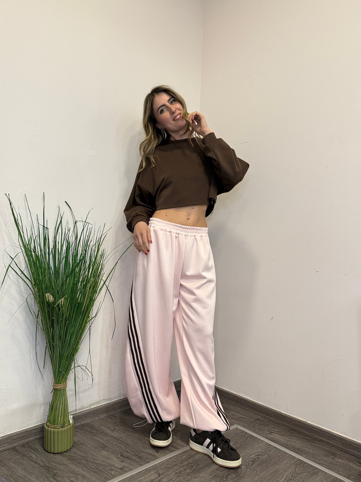 Pantaloni tuta balloon bande