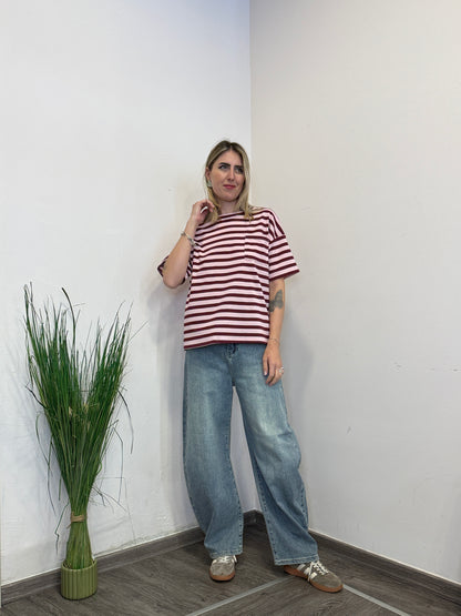 T-shirt righe taschino