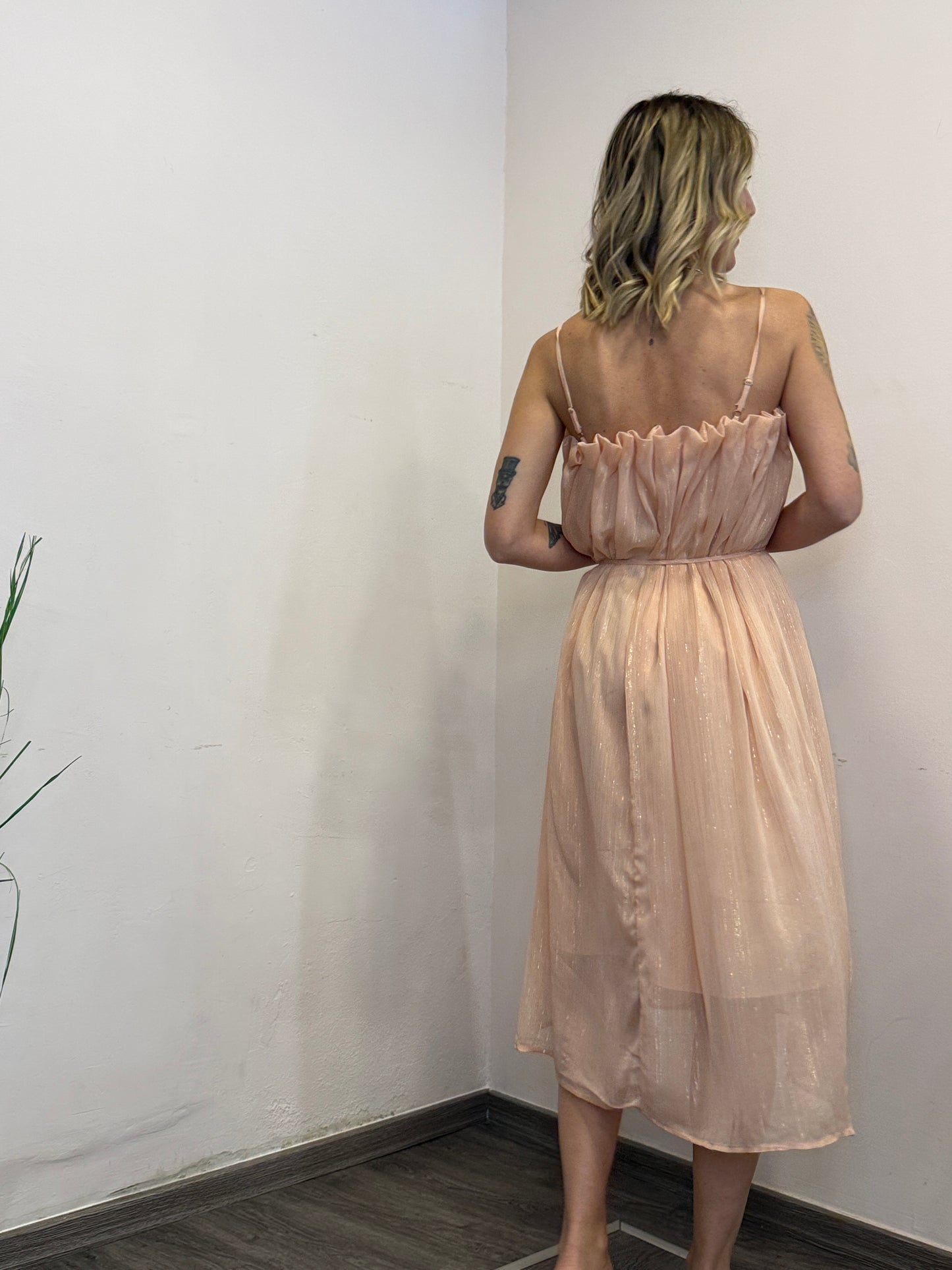 Abito midi rosa