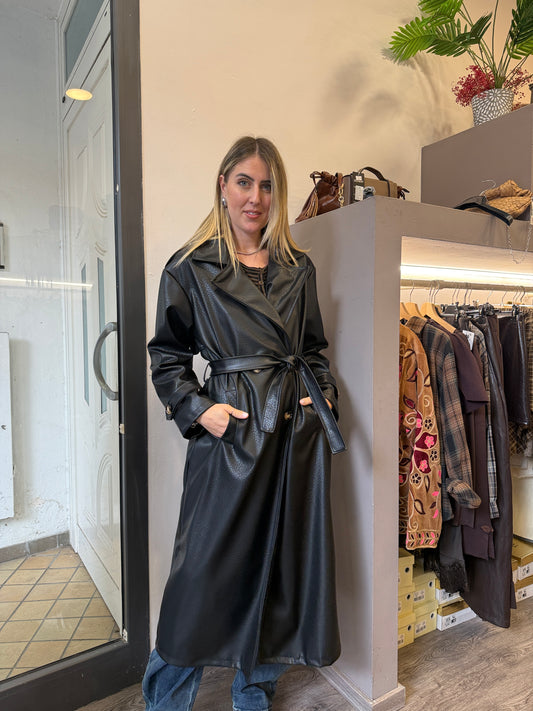 Spolverino ecopelle nero