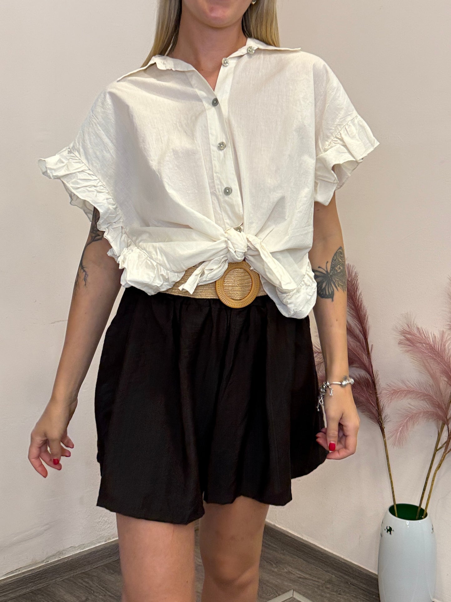 Camicia con voulant burro