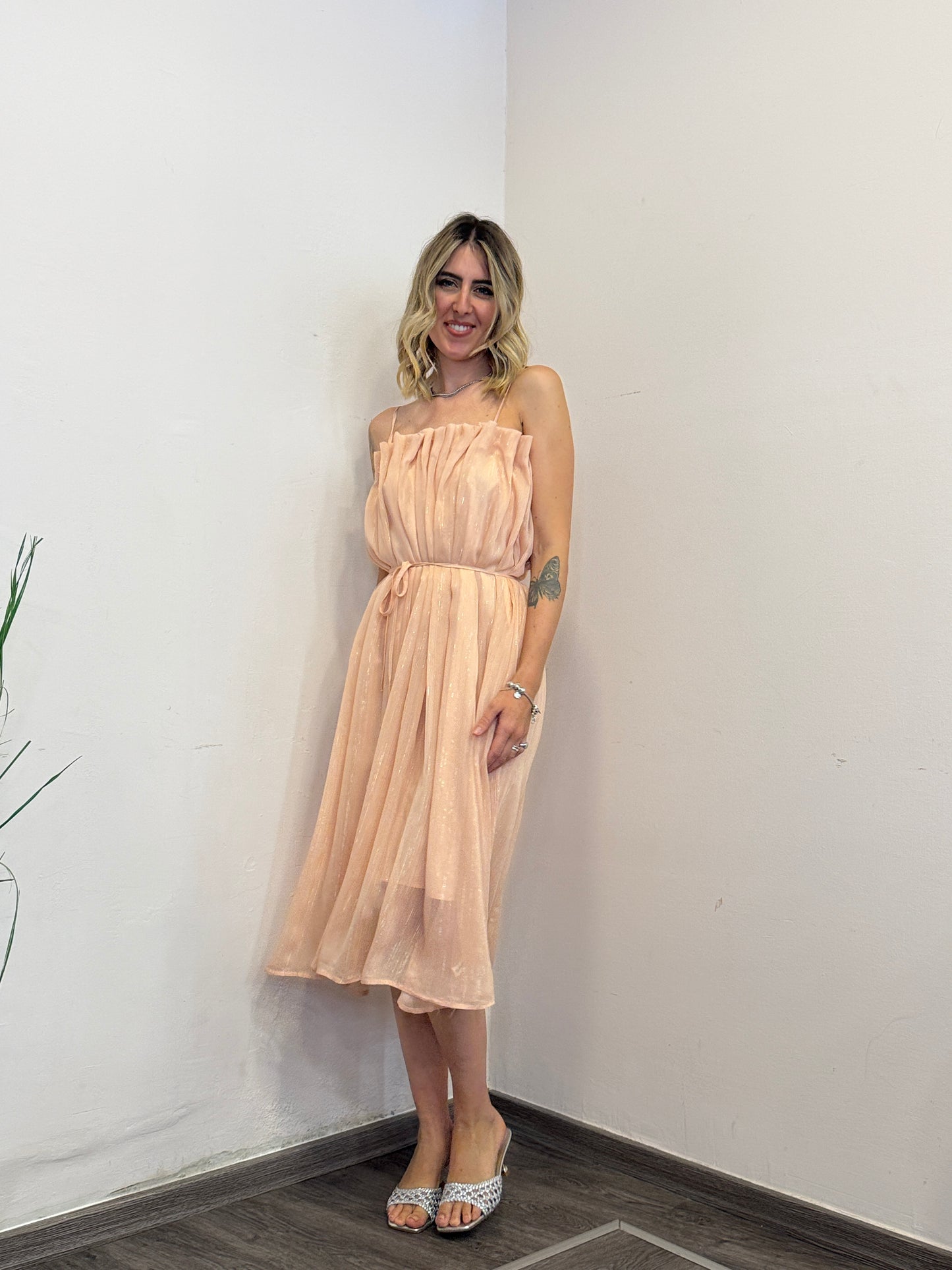 Abito midi rosa