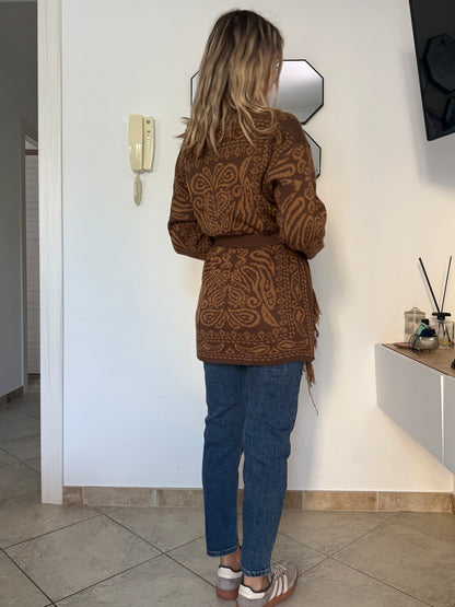 Cardigan bicolor marr-senape