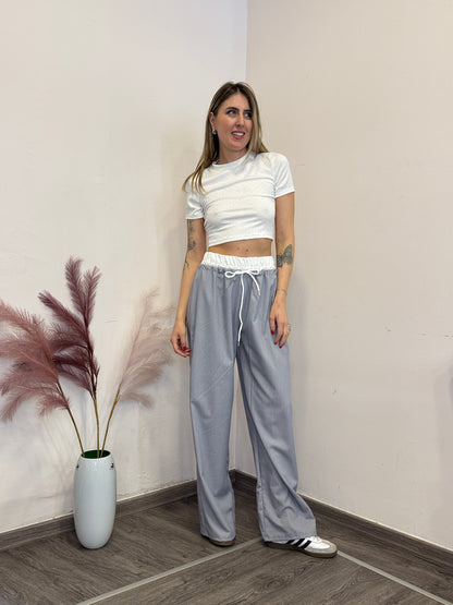 Pantaloni bicolor con coulisse