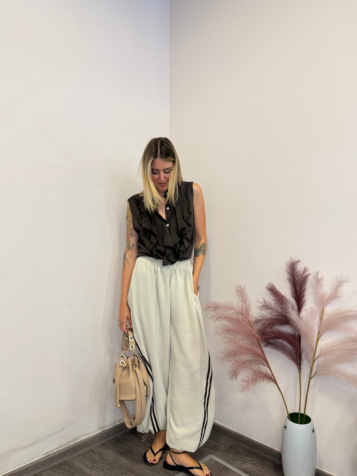 Pantaloni balloon bicolor leggeri