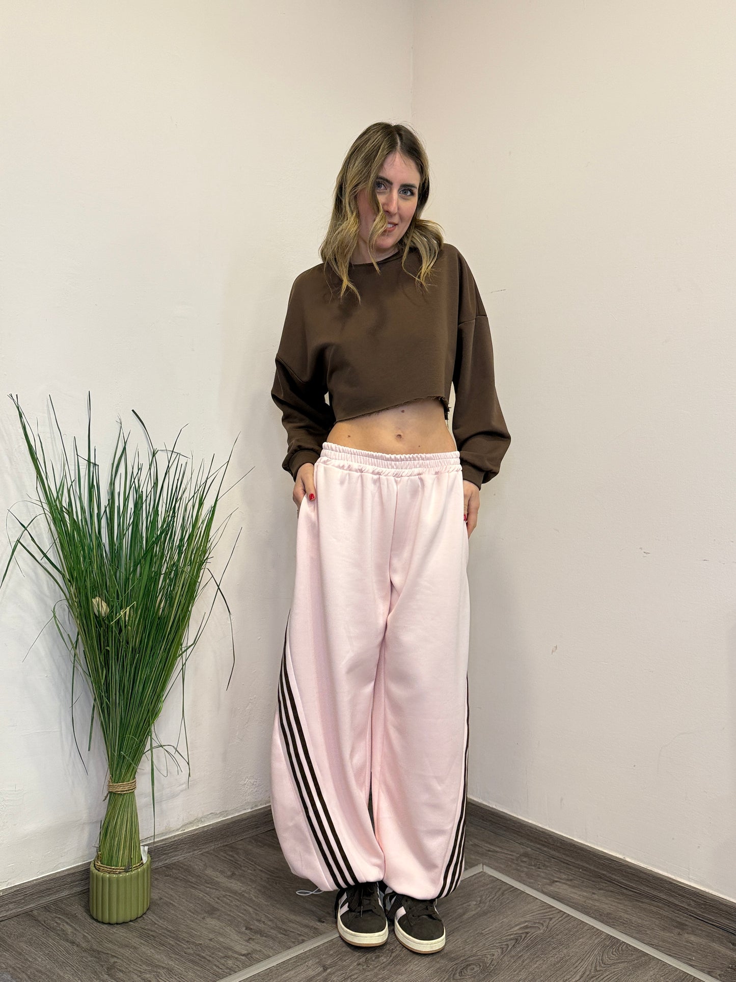 Pantaloni tuta balloon bande