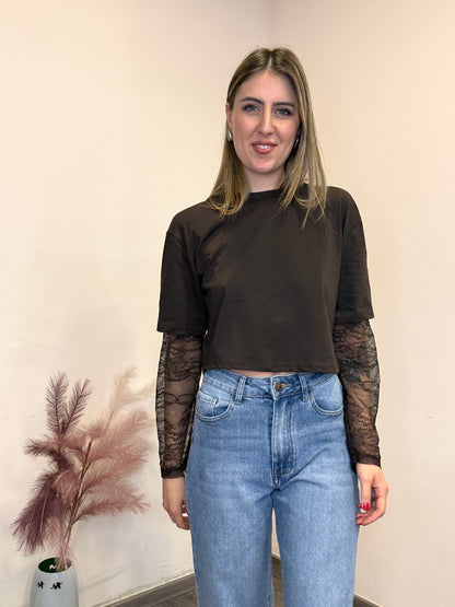 T-shirt pizzo crop tc442