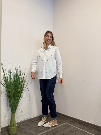 Camicia con cuori azzurri