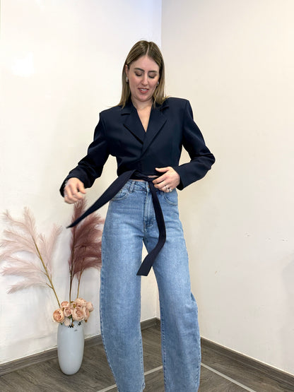 Giacca crop blu notte