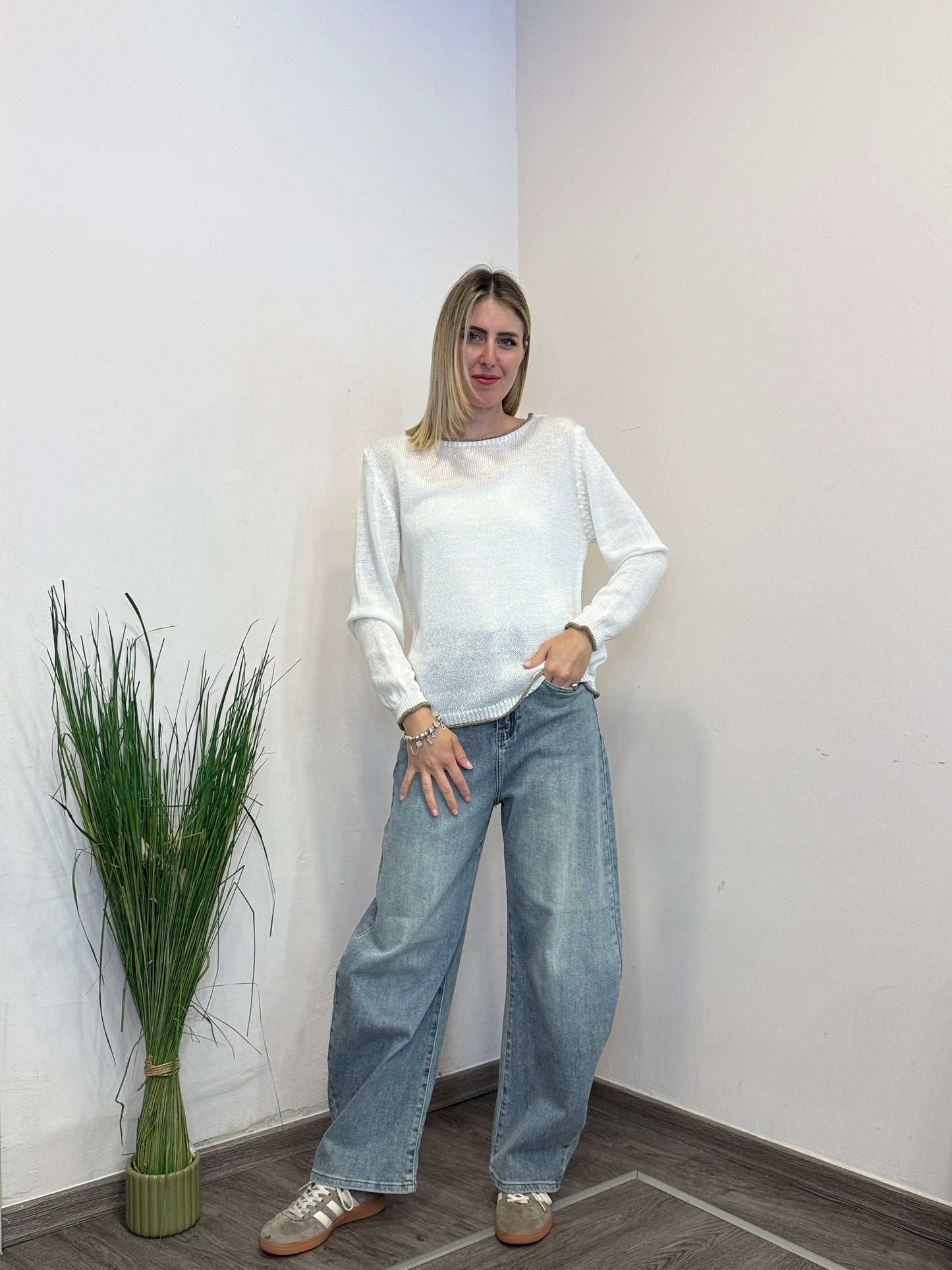 Maglia cotone bicolor