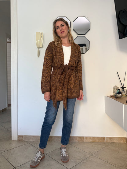 Cardigan bicolor marr-senape