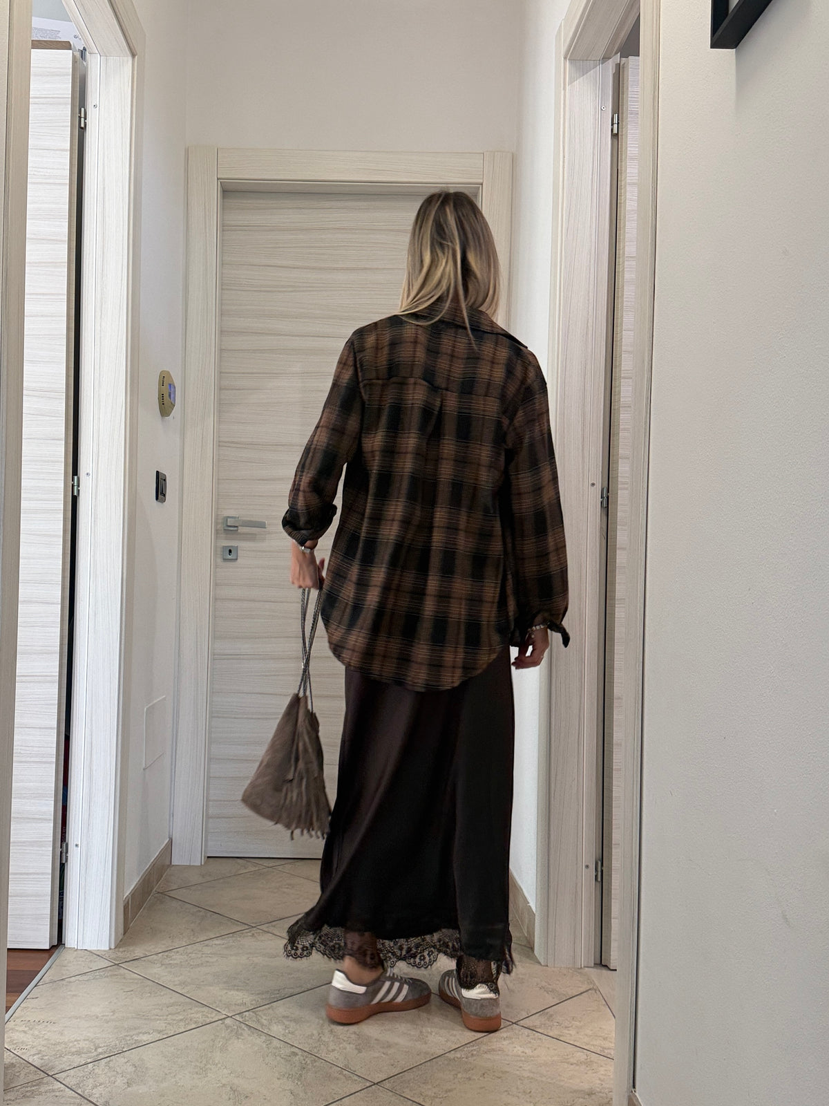 Camicia check marrone