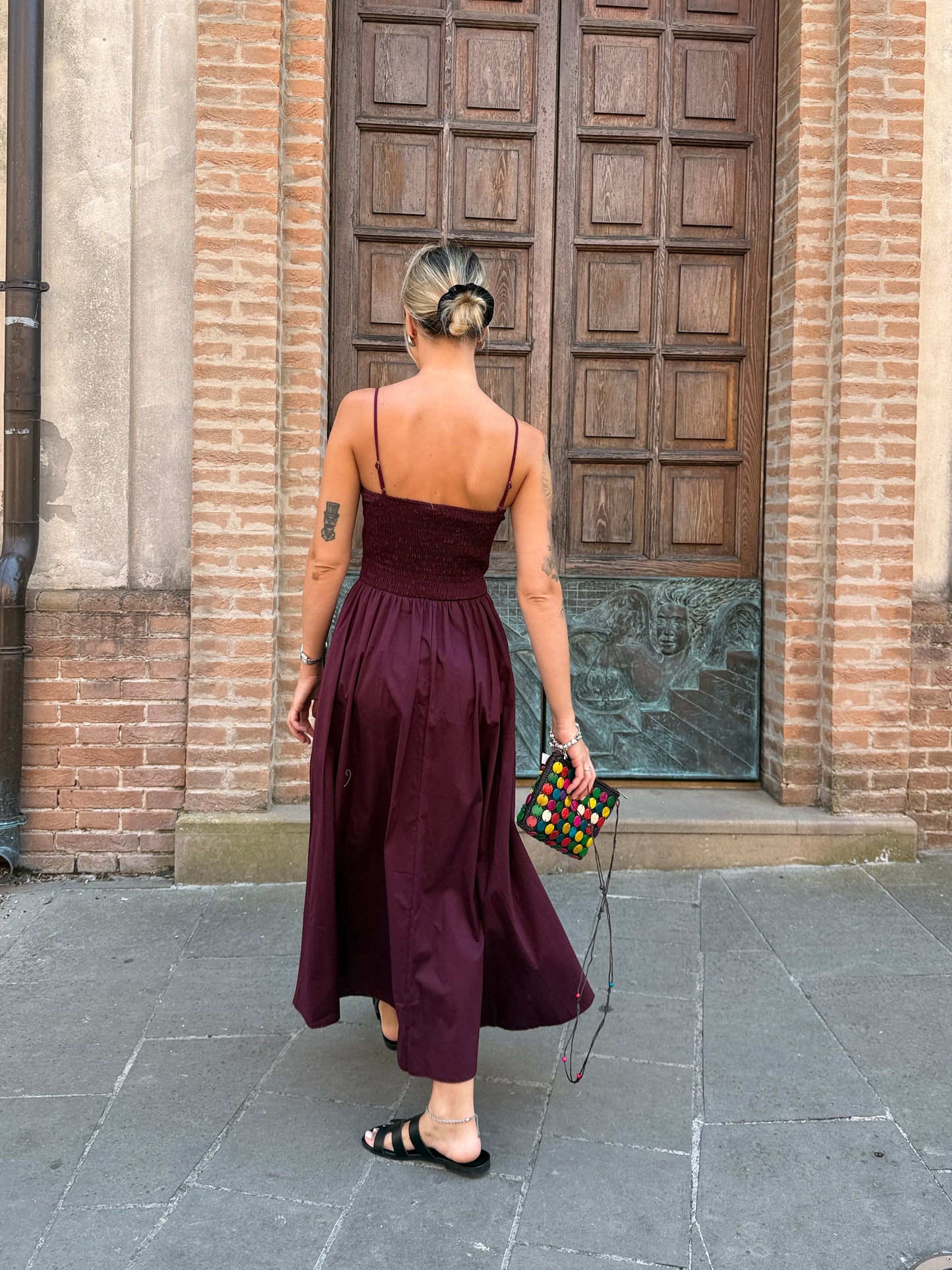 Abito cotone bordeaux